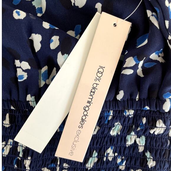 Aqua Girls’ Speckle Flutter Smocked Big Kid Dress, Navy Blue Floral - Size Large - Picture 7 of 11